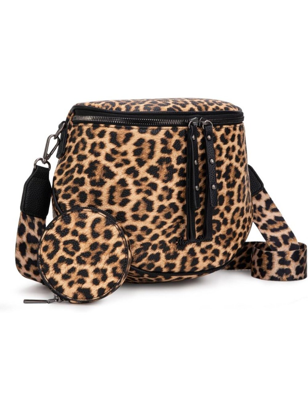 Womens Large-Leopard Vegan Leather Tote Satchel Handbag Top Handle Crossbody Bag